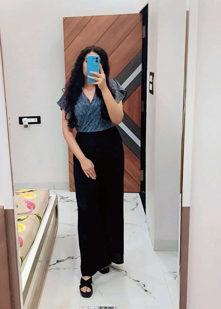 Textured Wide-Leg Jumpsuit