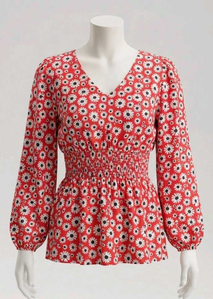 Floral Smocked Waist Blouse