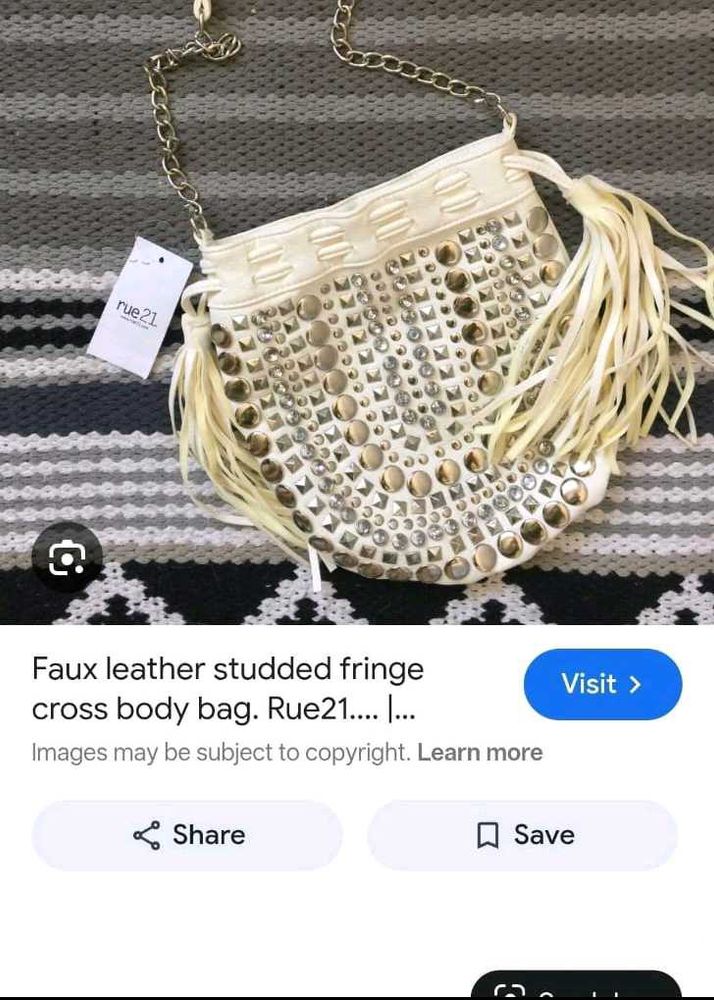 White Studded Fringe Crossbody Bag