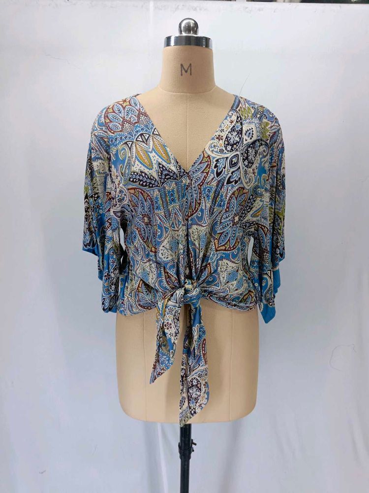 Boho Paisley Tie-Front Blouse