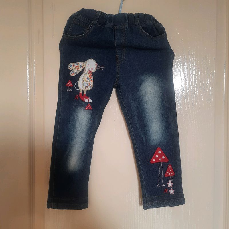 Girls jeans with cute patchwork