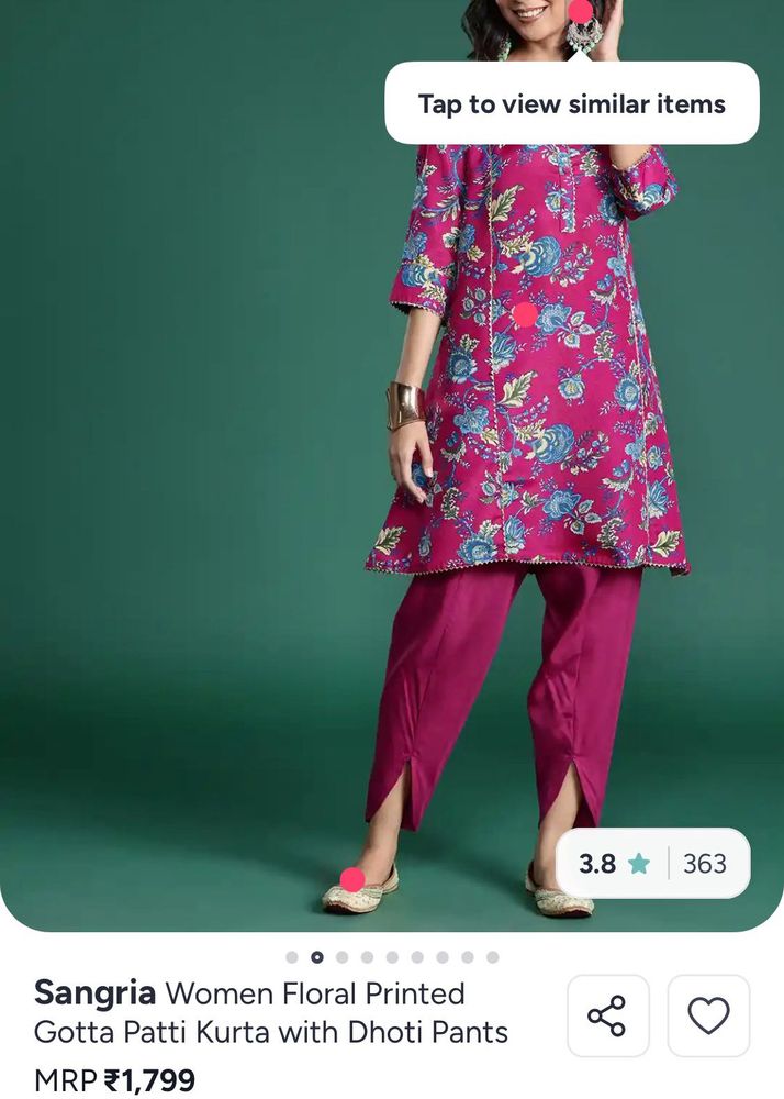 woman floral printed gotta Patti kurta with dhoti