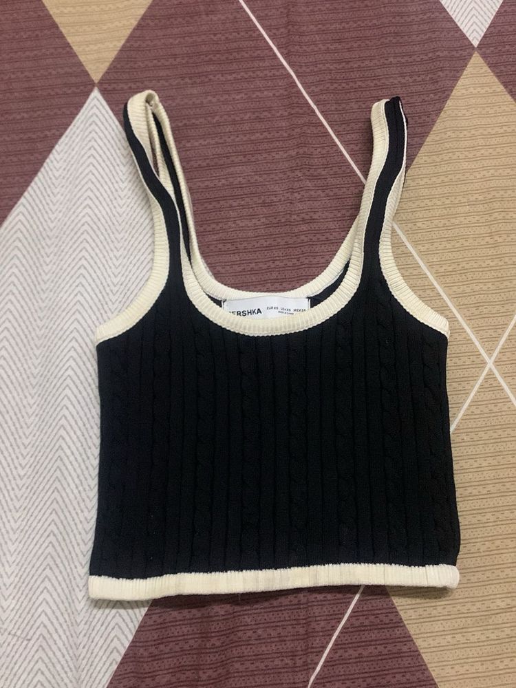 Bershka Black Knit Crop Top