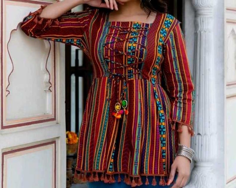Vibrant Striped Peplum Kurta