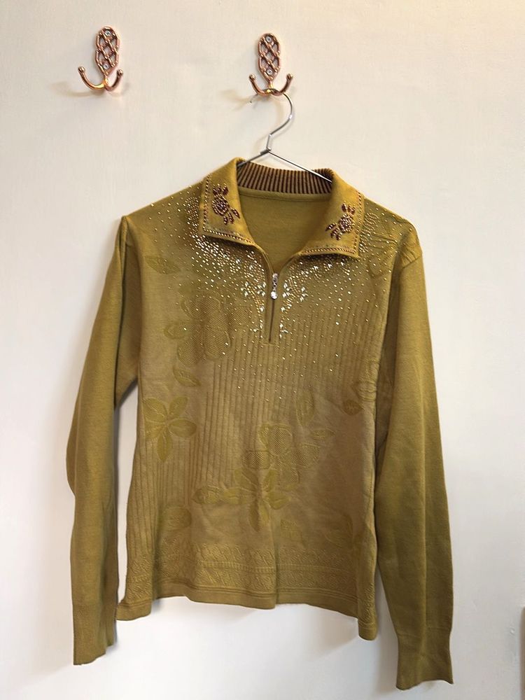 Elegant Olive Green winter Top