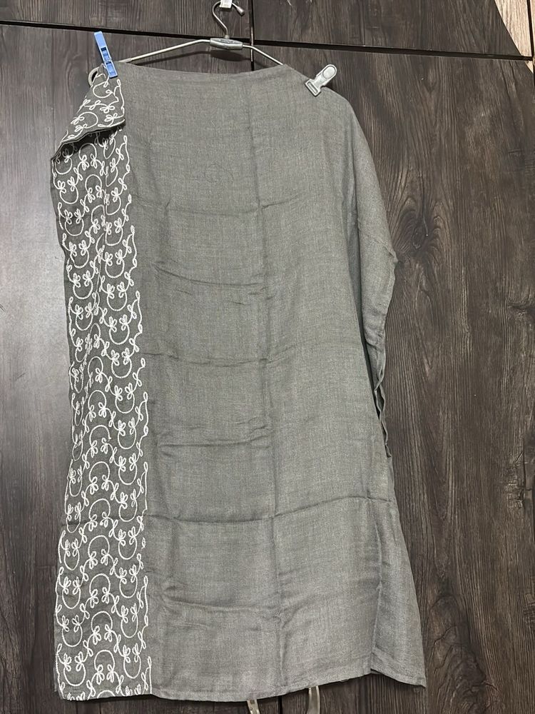 Stylish Grey Kurta with White Embroidery