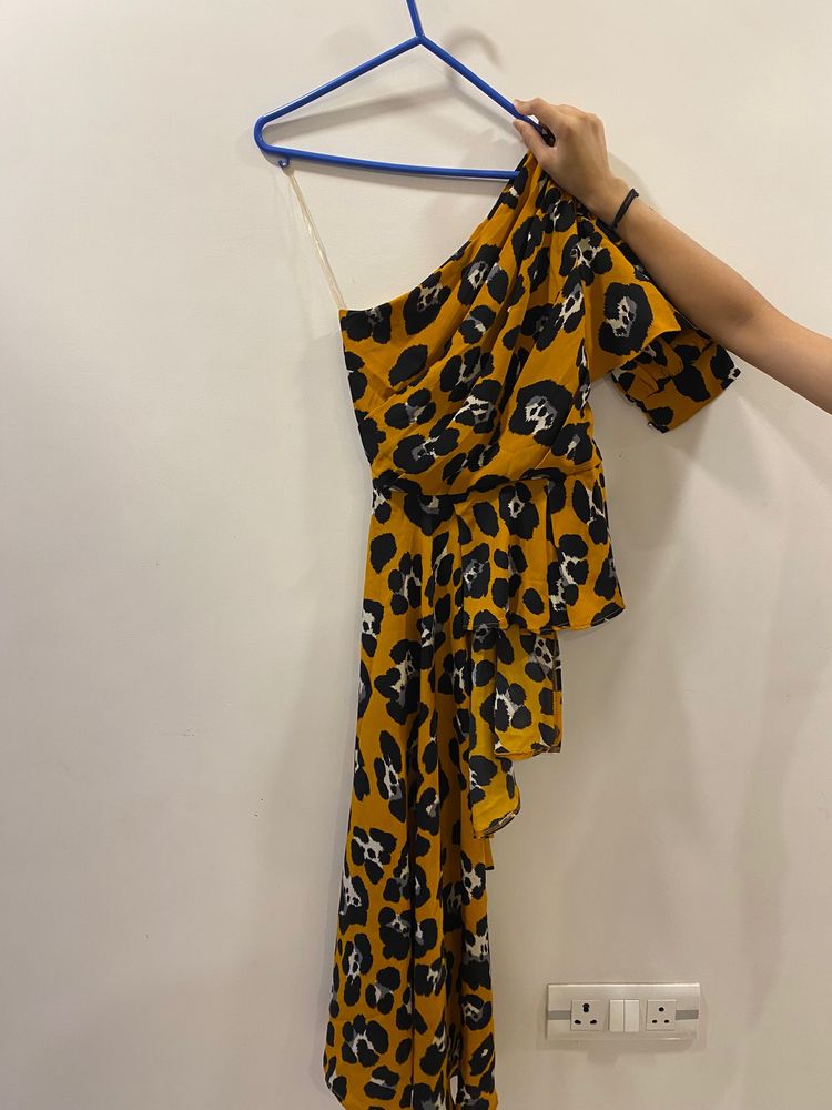 Leopard Print One Shoulder Top