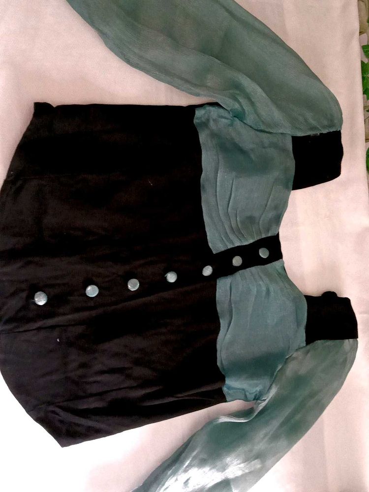 Elegant Black and Teal Blouse