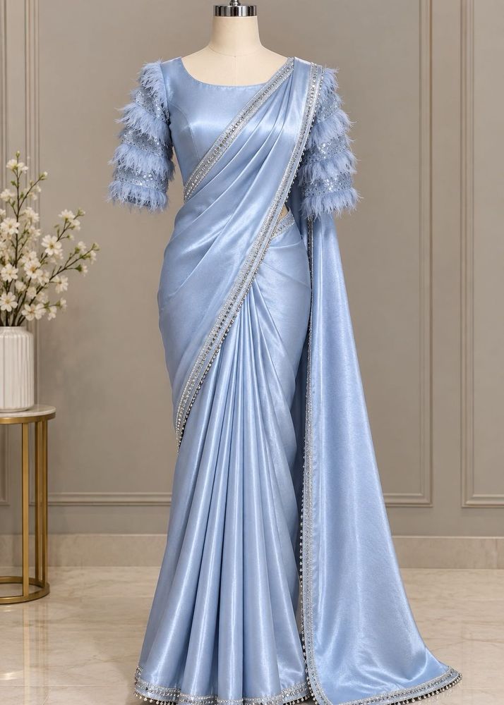 Fur Designer Blue Saree