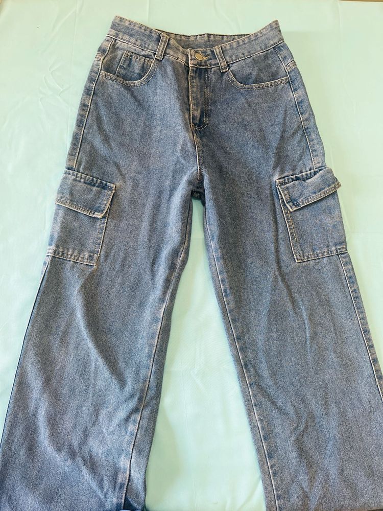 Blue Denim Cargo Jeans