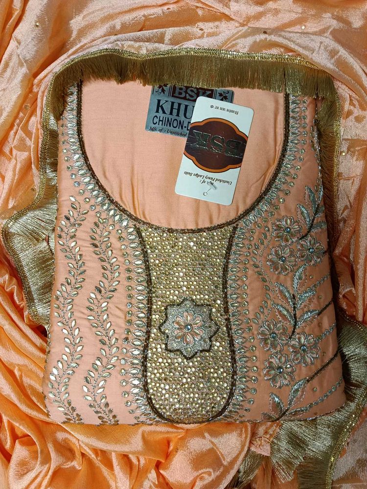 Peach Embellished Salwar Kameez