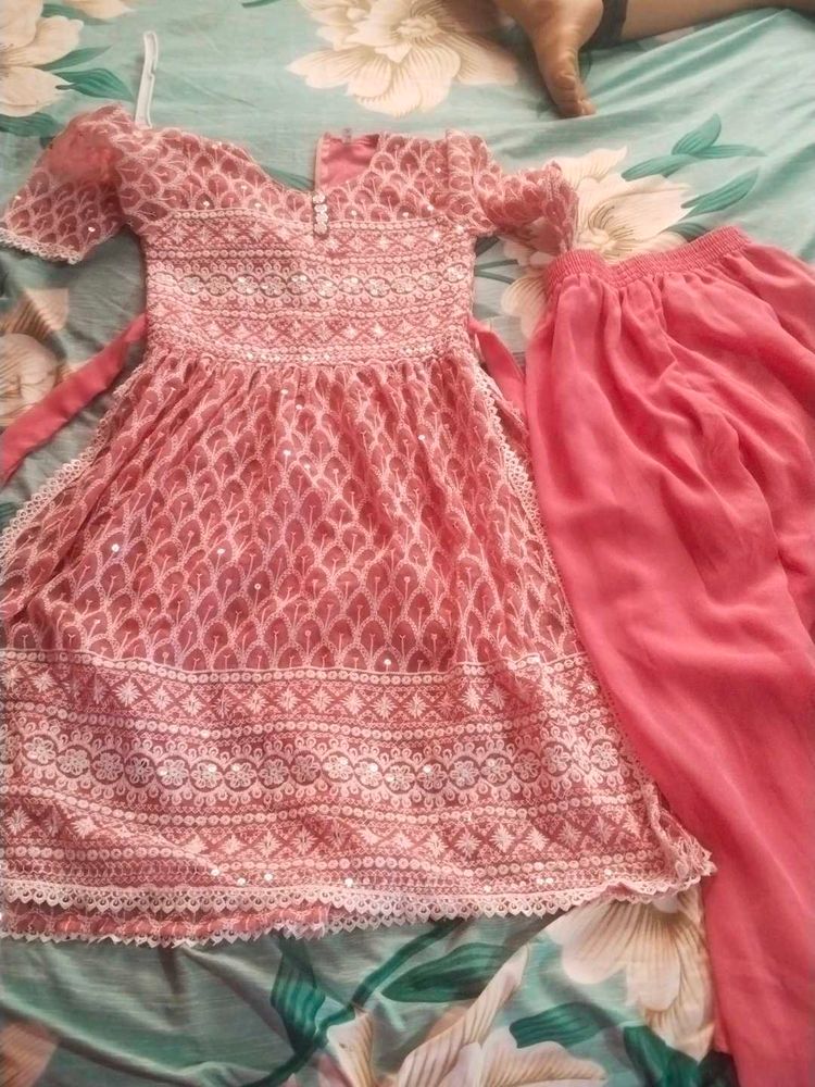 Stunning Pink Sequined Kurta Set