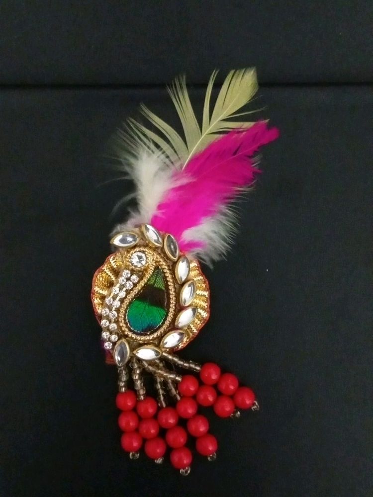 Ladoo Gopal Ji Ornament Brooch - Pink/Red Colour