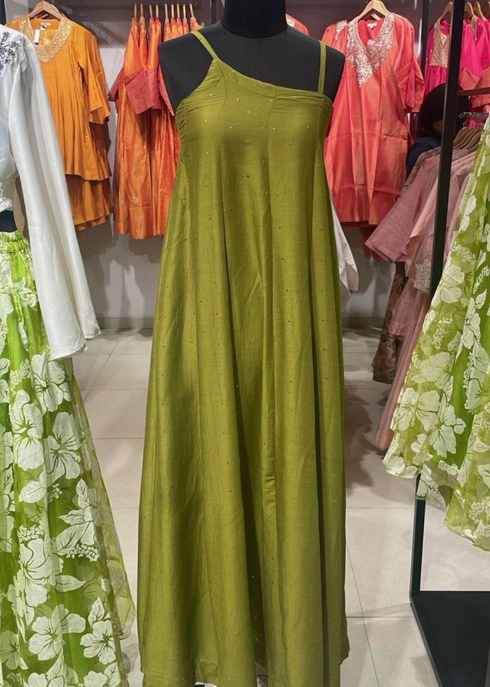 Olive Green Embellished Gown