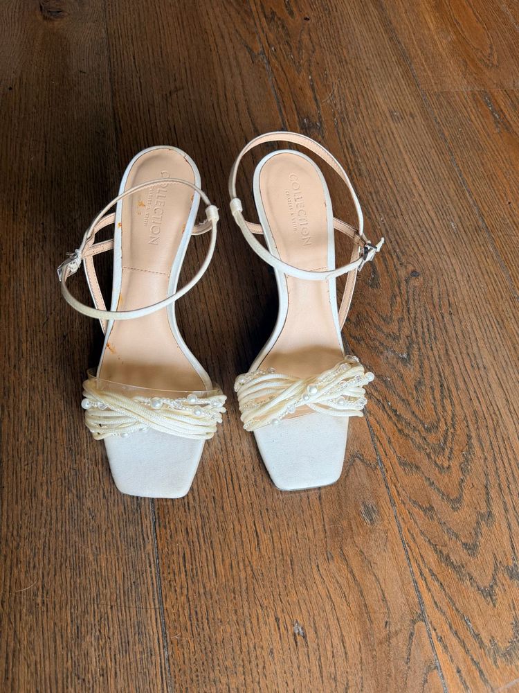 Elegant White Heeled Sandals