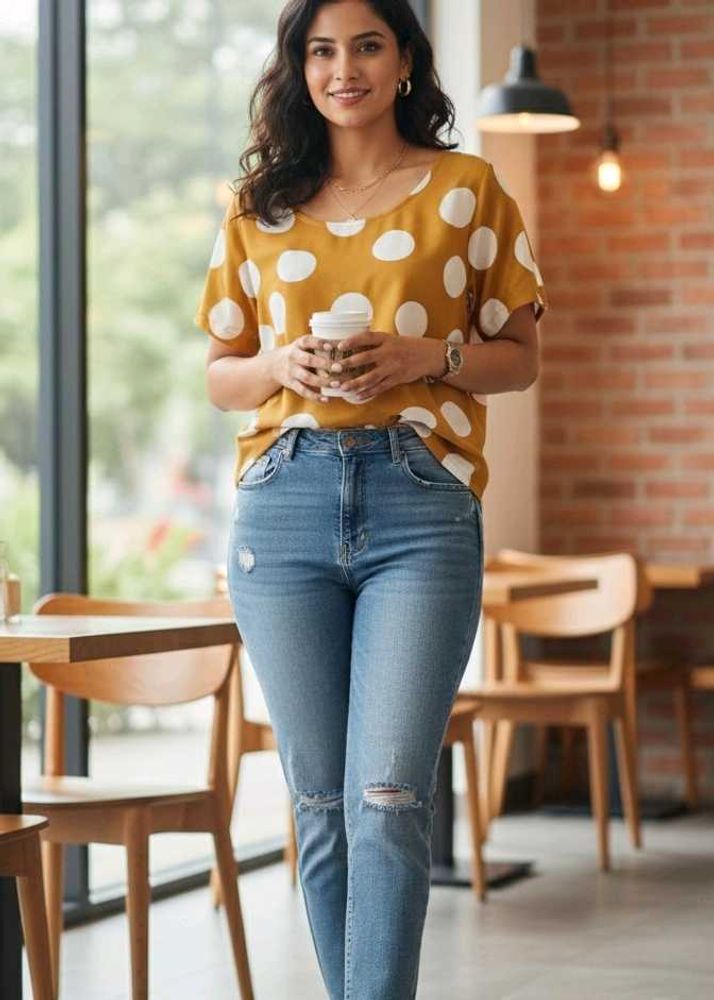 Cute Mustard Coloured Polka Dot Top