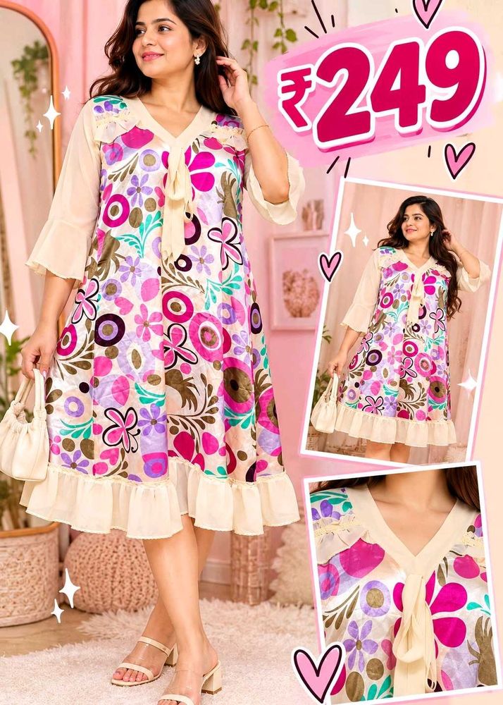 Vibrant Floral Print Dress Size S-M 34"-36"