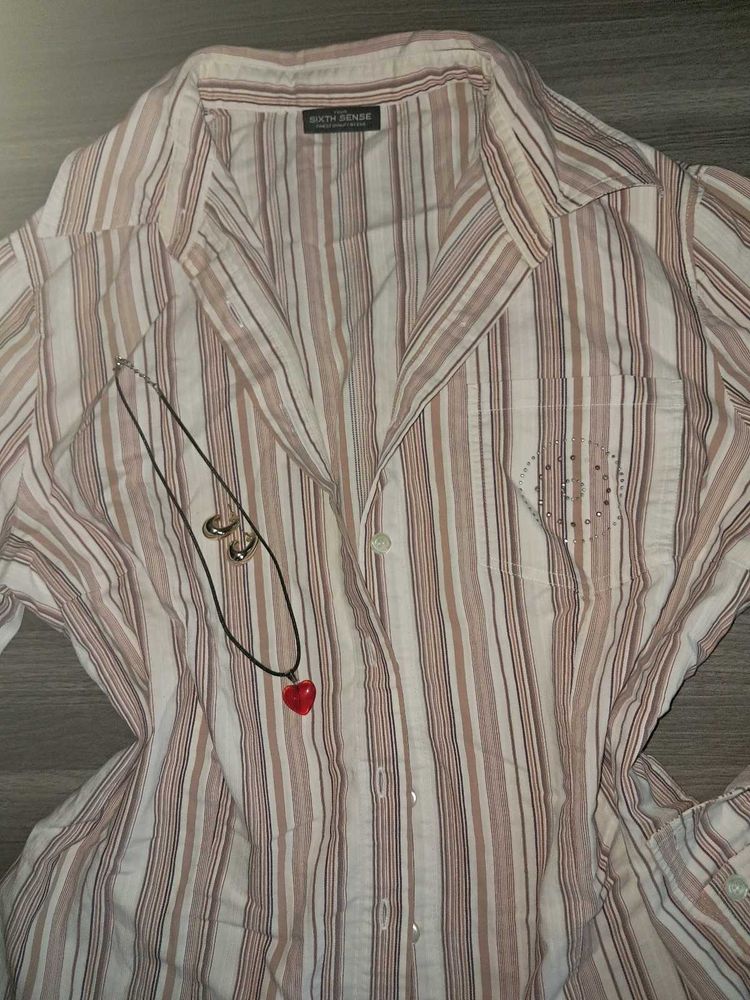 ☆Y2k☆ Striped Button-Down Shirt