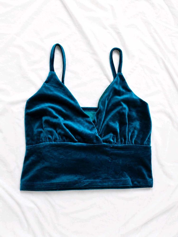 Teal Velvet Camisole Top