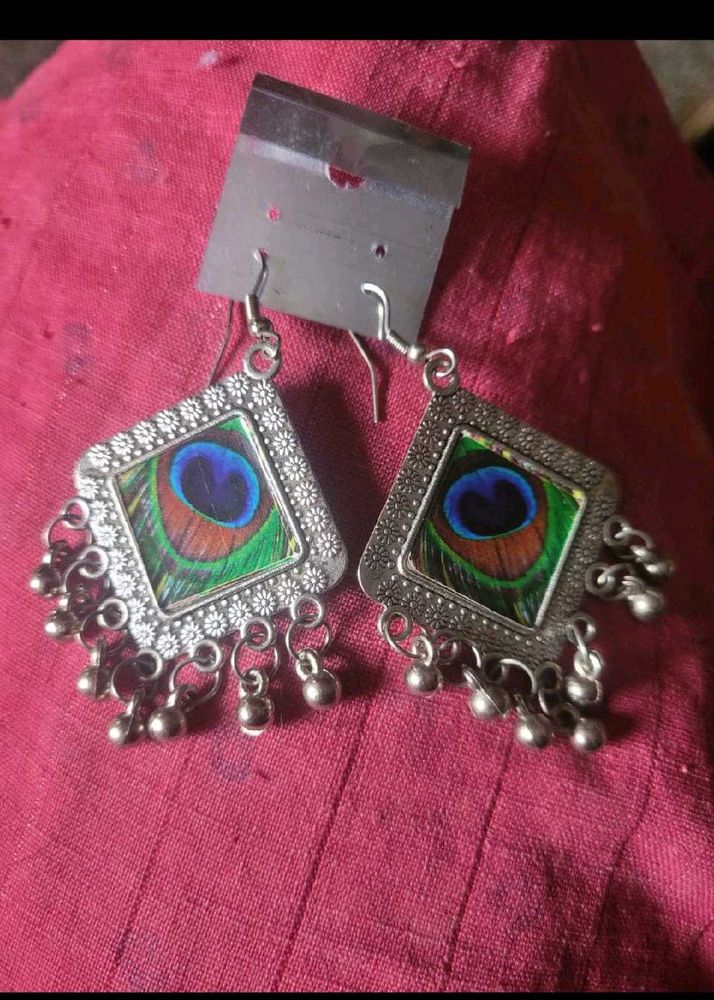 Unique Peacock Feather Earrings