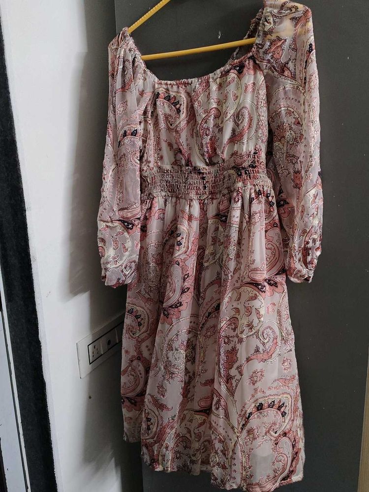 Sheer Paisley Print Dress