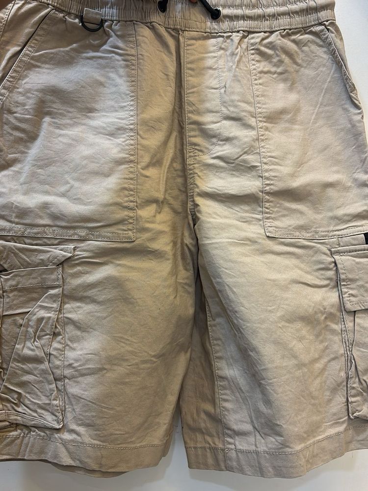 34” Beige Cargo Shorts