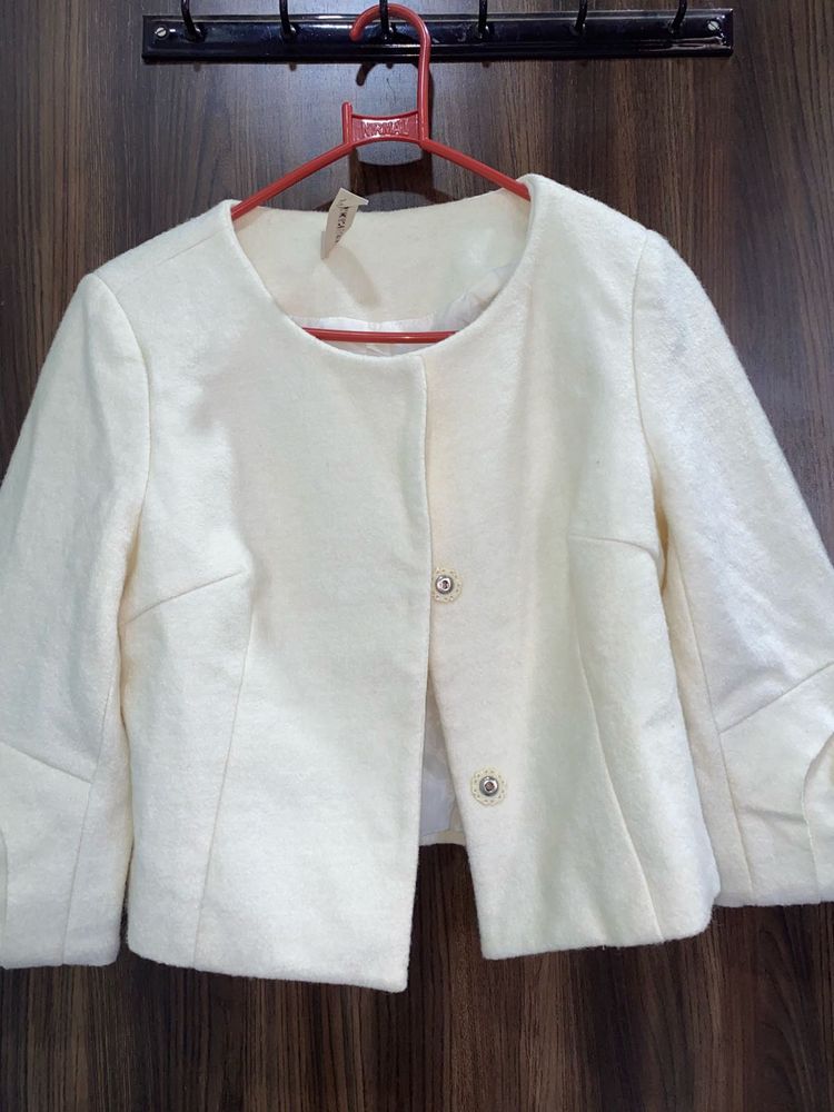 Cream Cropped Jacket