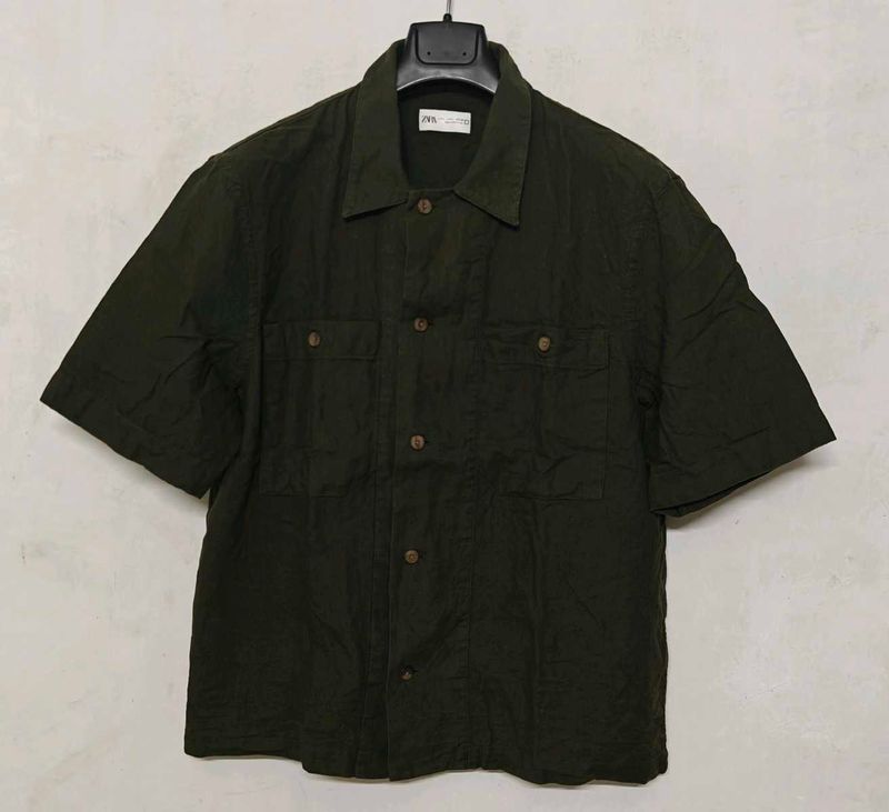Men's Dark Green Short Sleeve Shirt