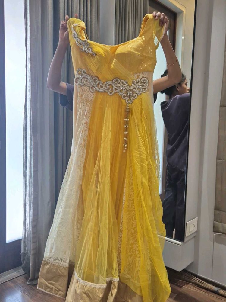 Elegant Yellow Embellished Gown