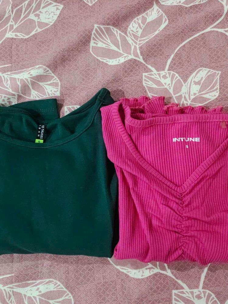 Combo of 2 Trendy Ribbed &amp; Solid Tops