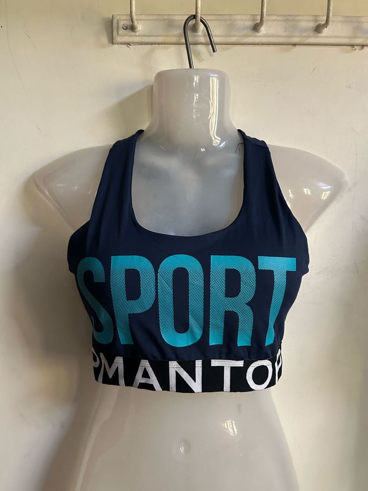 Stylish Navy Sporty Crop Top