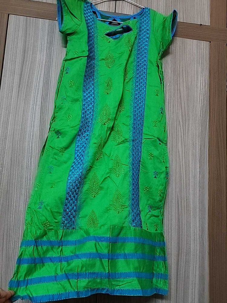 Green  Kurti With Dupatta