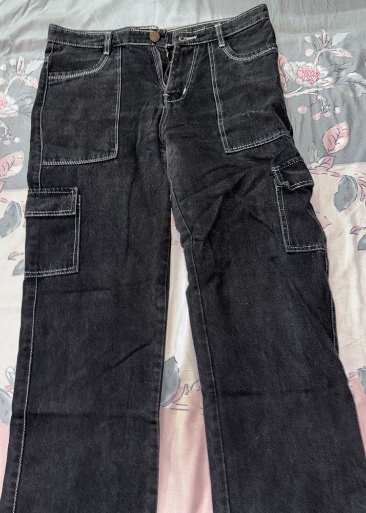 Stylish Black Cargo Jeans