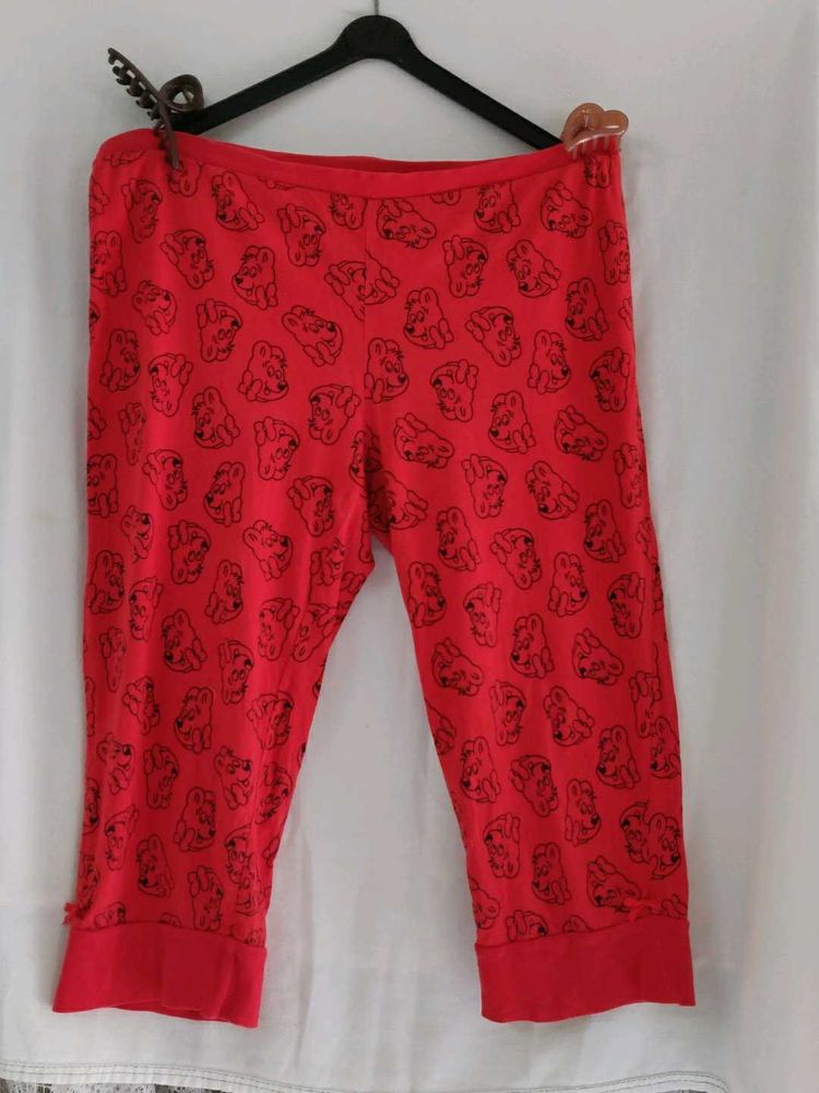 Red Pajama Pants with Bear Print