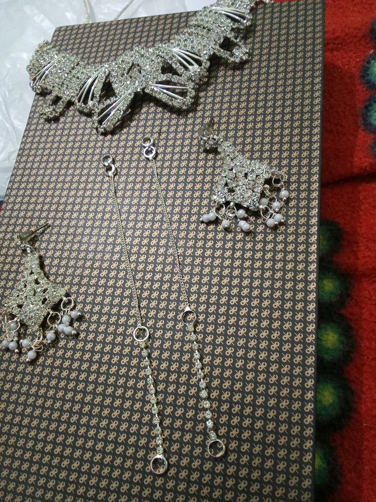 swap available, Silver Necklace Earrings set