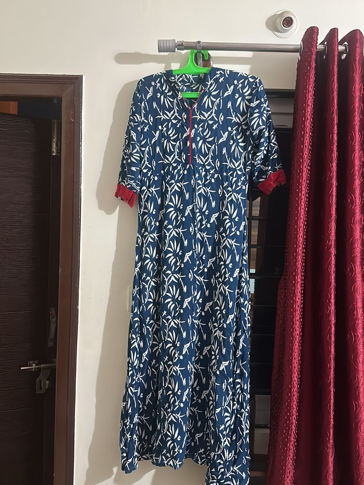 Blue floral long Kurta