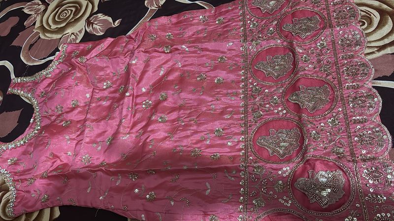Beautiful Pink Palazzo Pants with Lace Trim