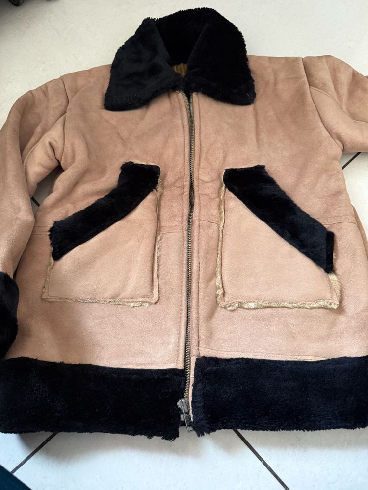 Stylish Faux Suede &amp; Fur Jacket