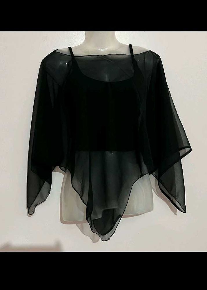 combo Sheer Black &amp; white Poncho Top
