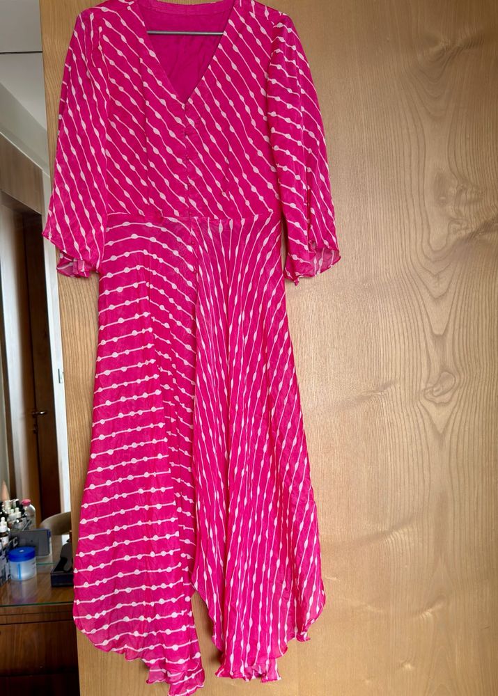 Leheria Pink Tie-Dye Maxi Dress