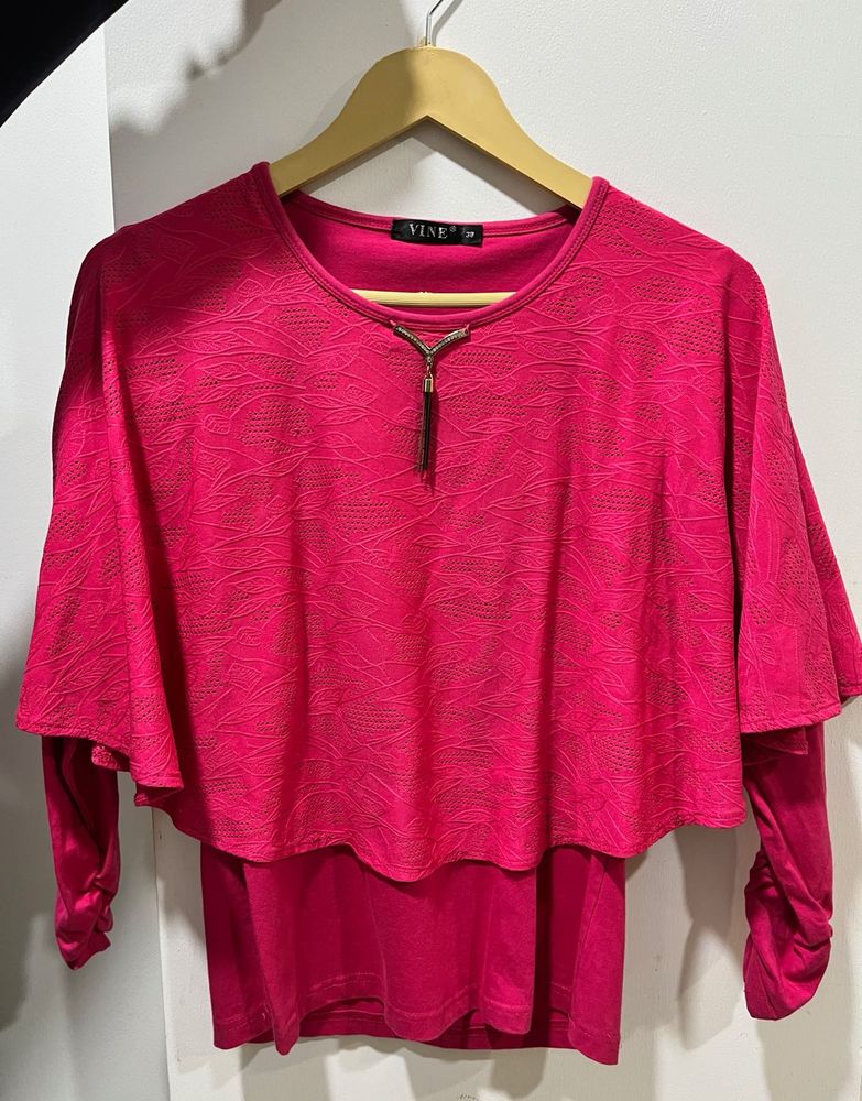 Stylish Hot Pink Layered Top
