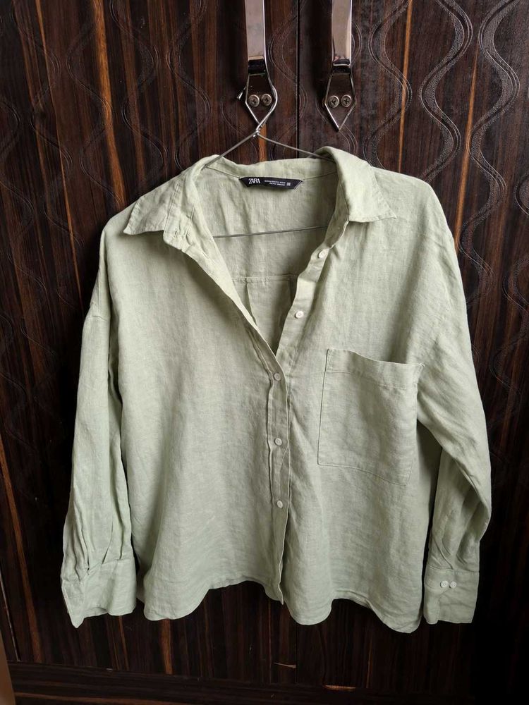 Zara 100% Linen Oversized Shirt