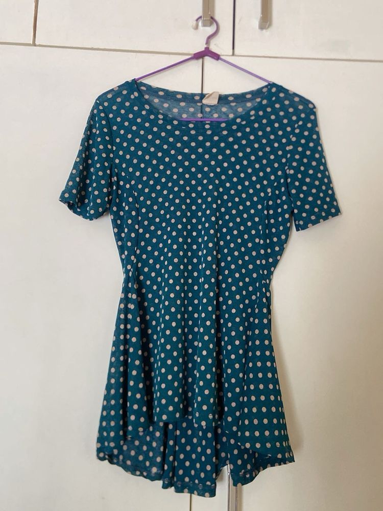 Teal Polka Dot Top