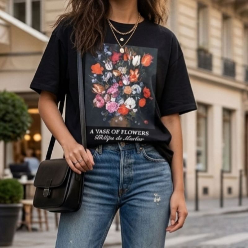 MAX Artistic Floral Print Graphic Tee