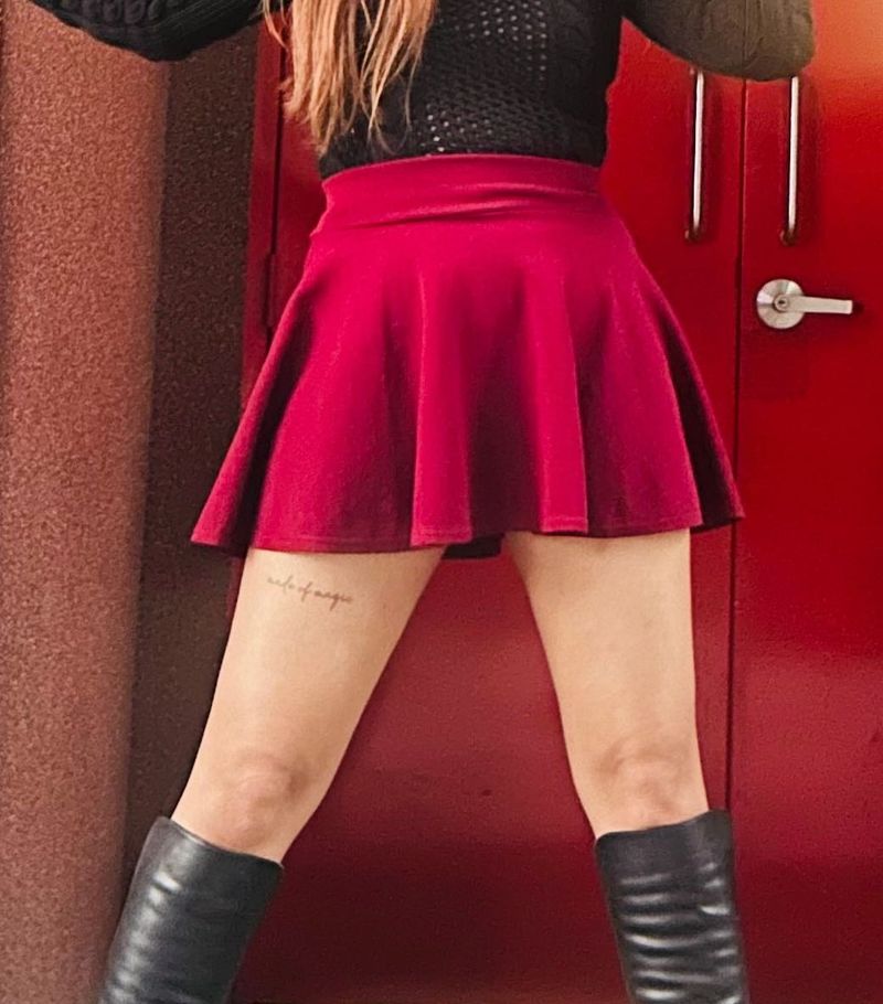 Cute Pleated Red Mini Skirt