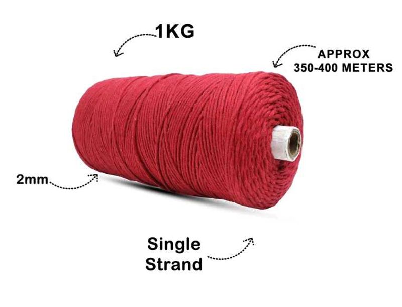 Red Cotton cord 2 mm singleply
