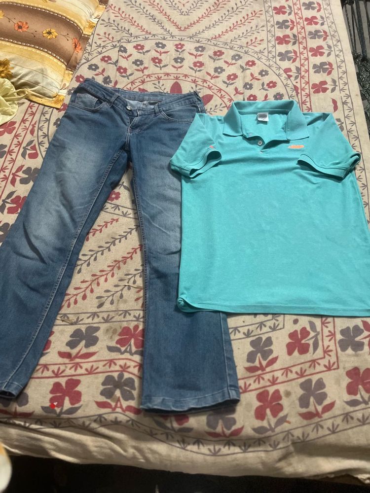 Women's Jeans and Polo t Shirt Set