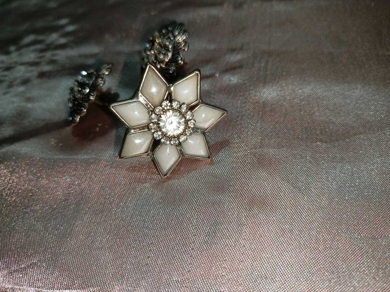 Oxidised Silver Floral Ring &amp; Earrings Combo 💍✨