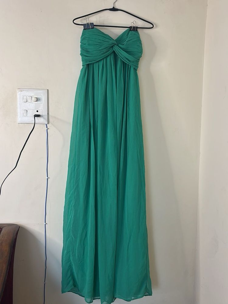 Elegant Green Strapless Maxi Dress