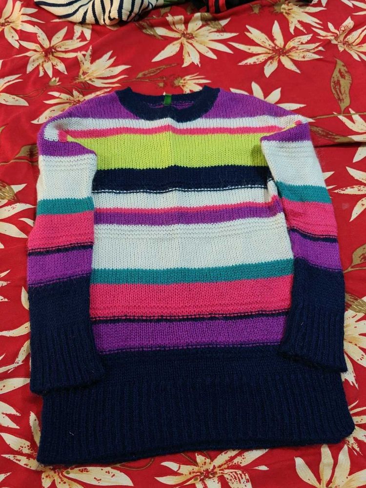 Striped Knit Sweater For 4-6 Years Baby